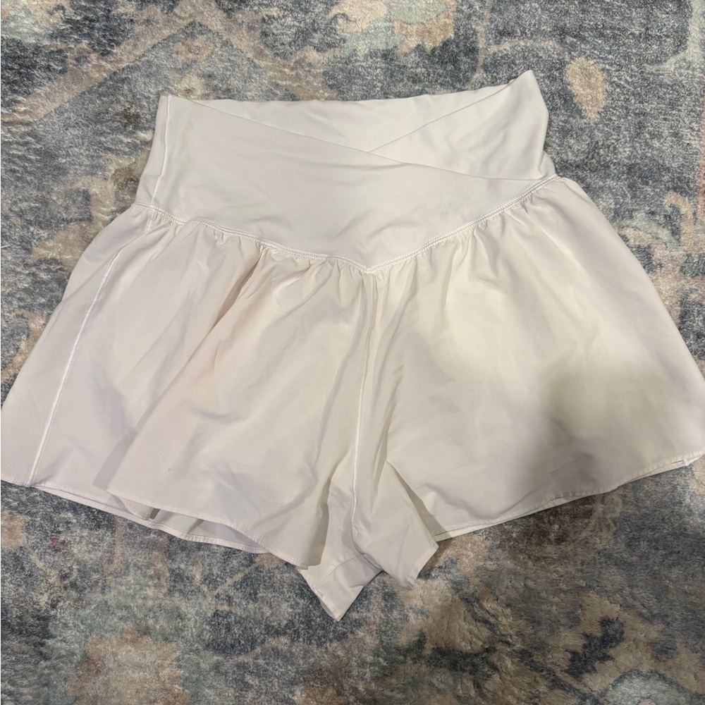 White High-Waisted Aeire Shorts